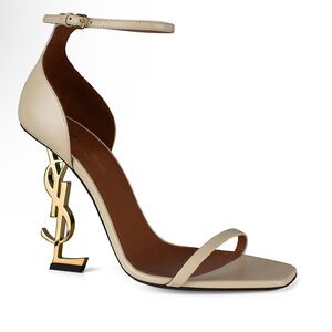 SAINT LAURENT PARIS
OPYUM BEIGE HIGH HEEL SANDALS CASSANDRE HEEL